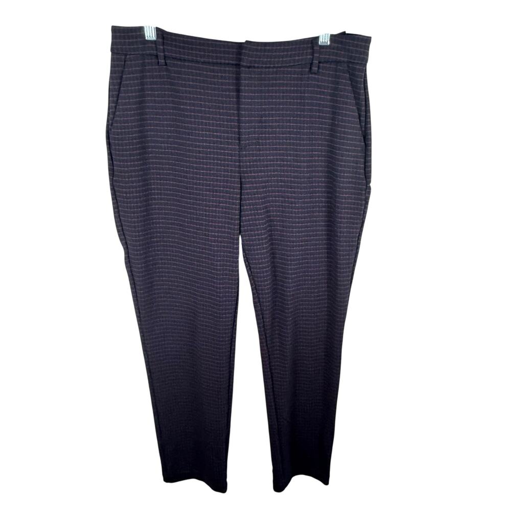 Liverpool NWT Black Burgundy Checkered High Rise Straight Leg Trousers 12 Tall